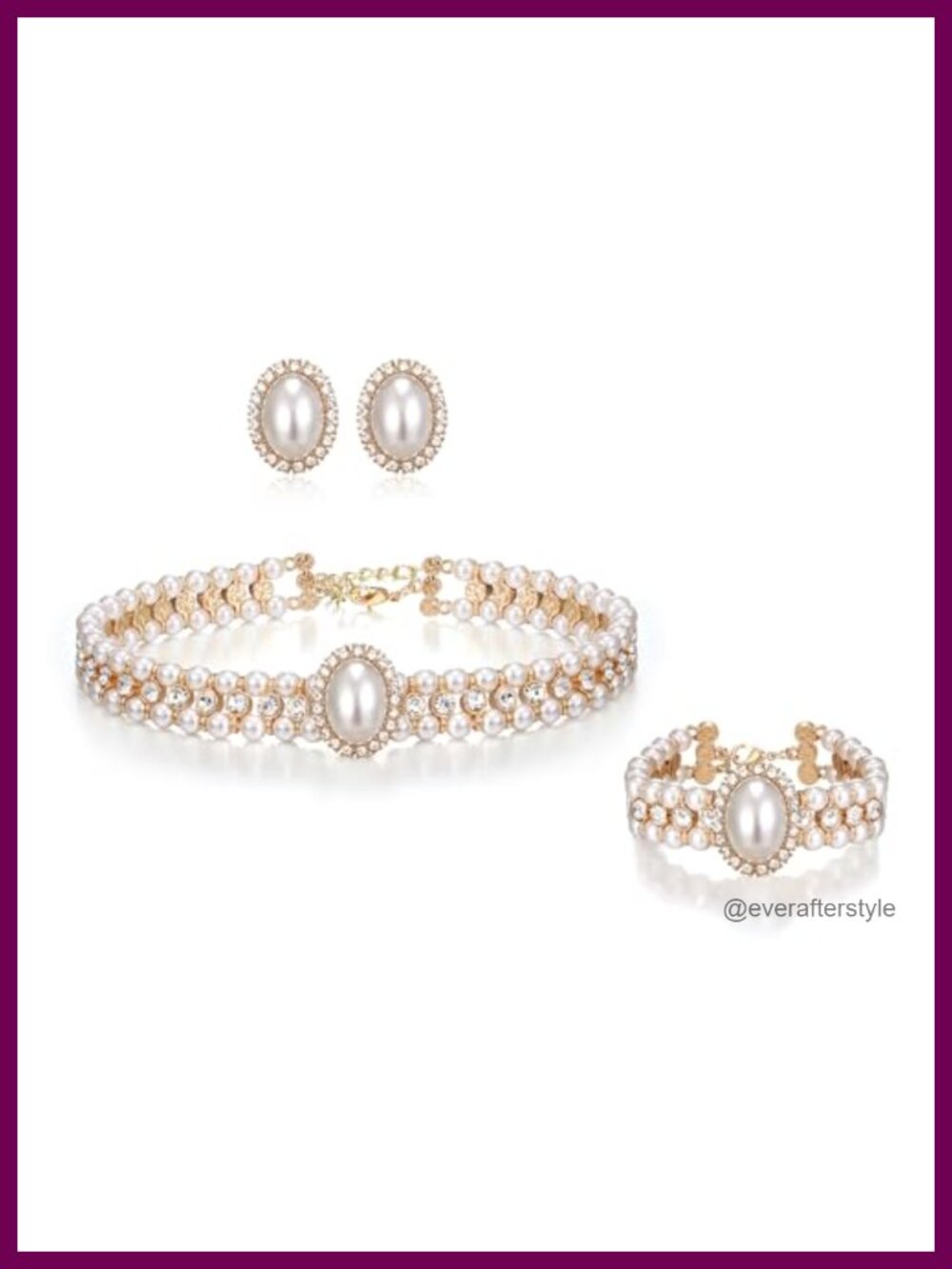 Vintage Gatsby 1920s Crystal Faux Pearl Jewelry Set with Necklace Bracelet